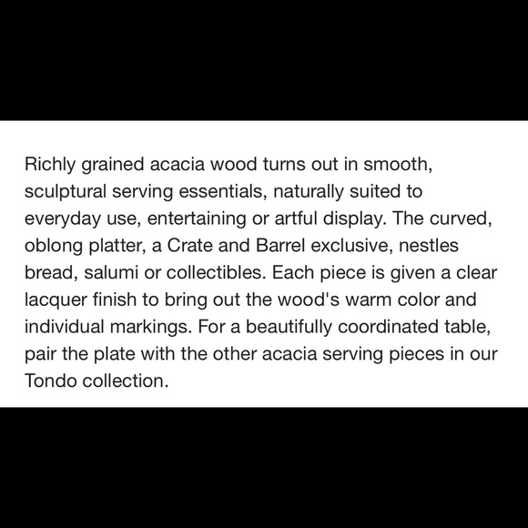 NWOT CRATE&BARREL Acacia Wood Serving Pieces - Picture 2 of 3